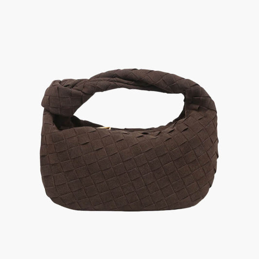 Vladoria – Women’s Mini Suede Shoulder Bag with Woven Knot Design